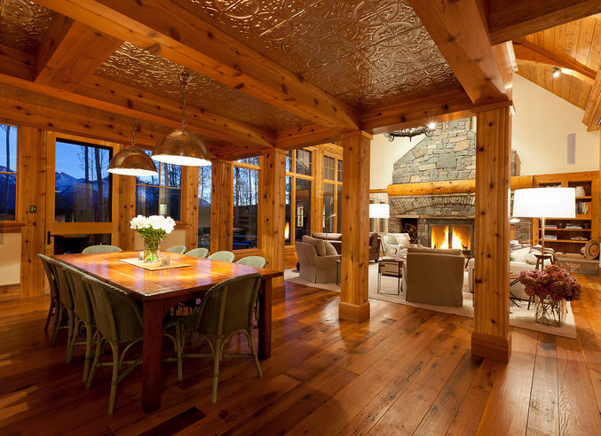Inspiration for a rustic dining room remodel in Denver