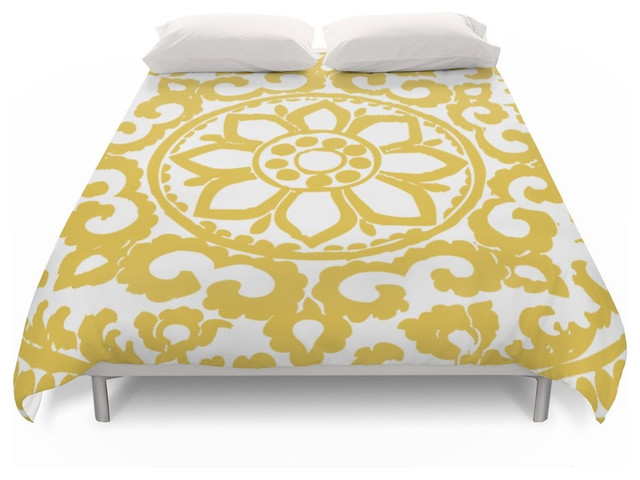 Mustard Yellow Ornament Duvet Cover Contemporary Duvet Covers