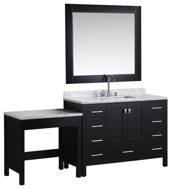 London 48" Single Sink Vanity Set With Make-up Table - Transitional ...