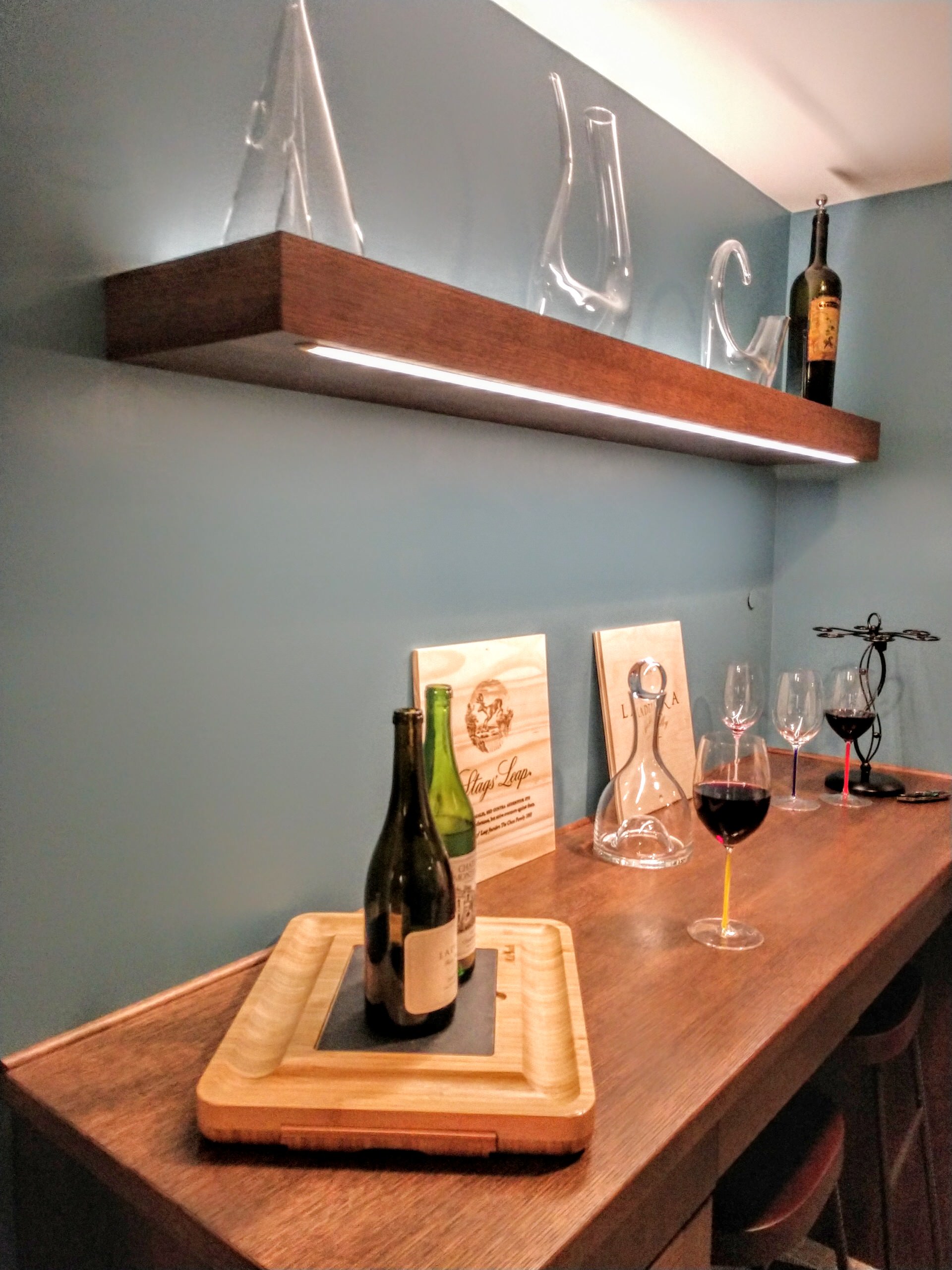 Ordinay Mud room converted into a beautiful custom wine tasting room.