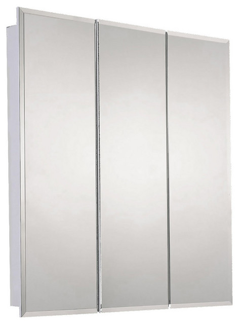 Tri-View Medicine Cabinet, 30"x36", Beveled Edge, Surface Mounted