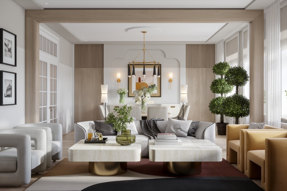 Гостиная, объединенная со столовой