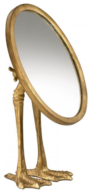 Duck Leg Mirror, Gold, Iron and Mirrored Glass, 13"H (3098 17DH7)