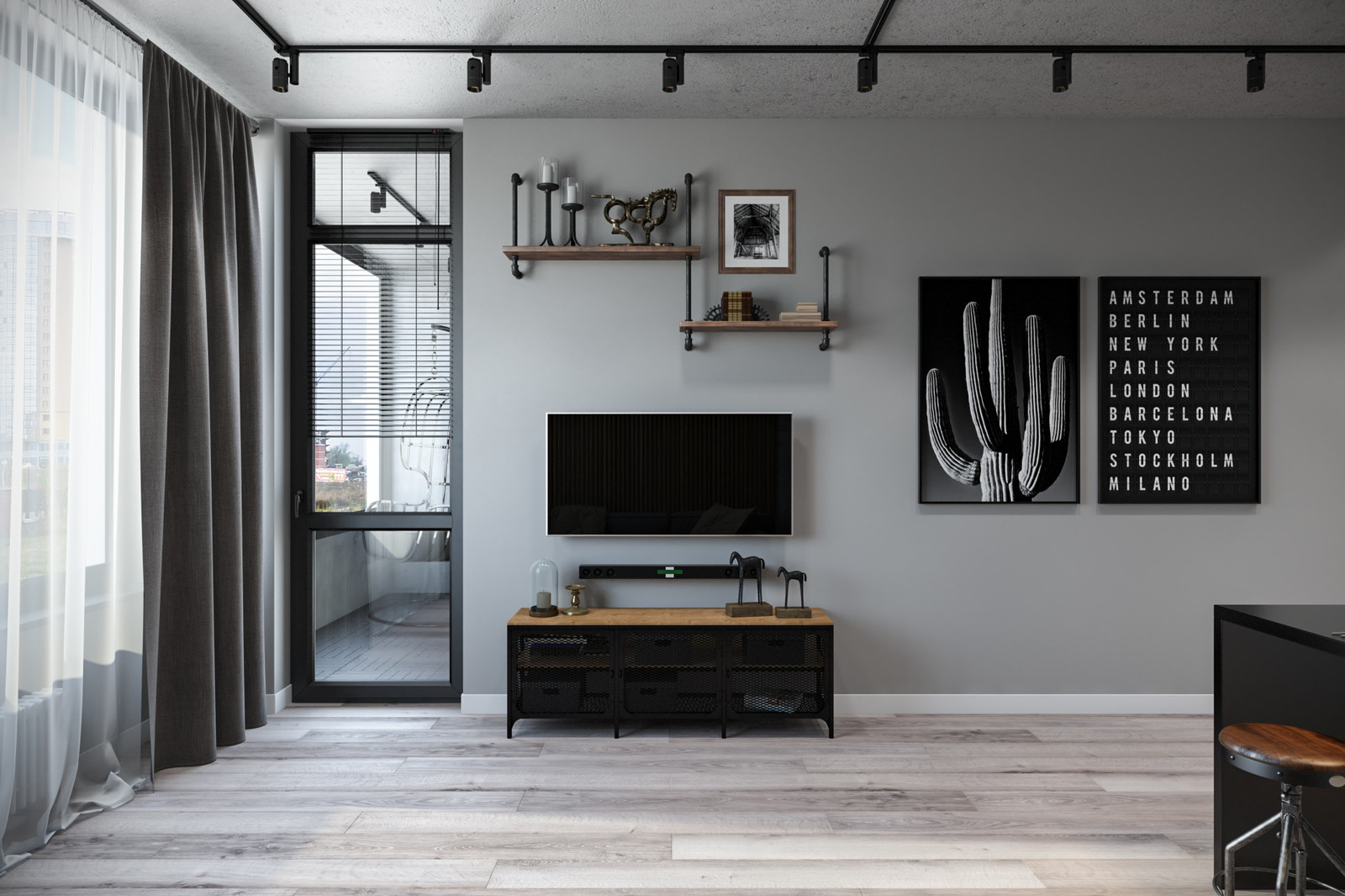 Квартира 57 кв.м. в Тетрис-холл г.Киев в индустриальном стиле