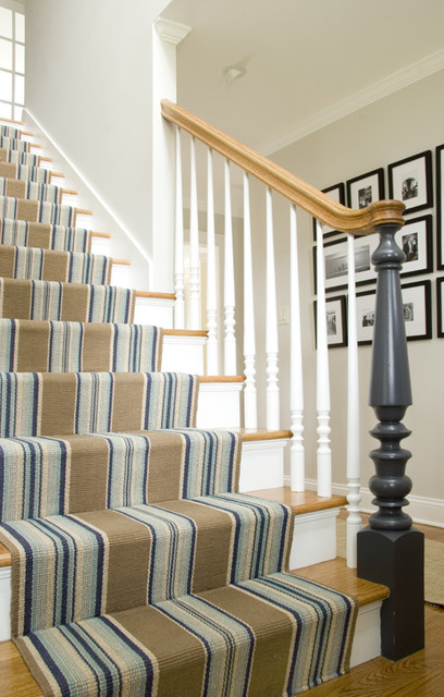 Set Staircases Racing With a Striped Stair Runner