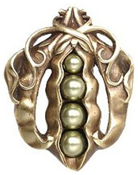 Peapod Knobs, Antique-Style Brass
