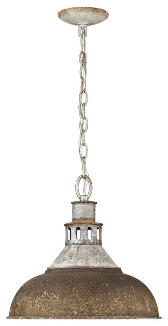 Kinsley Large Pendant, Aged Galvanized Steel With Antique Rust Shade
