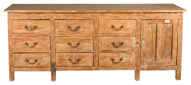 Rustic Farmhouse Reclaimed Wood 9-Drawer Chest Cabinet
