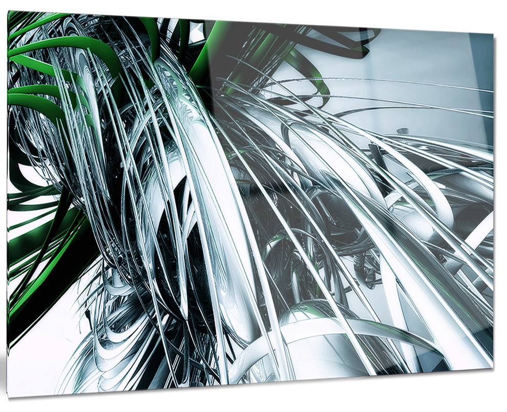 "3D Abstract Art Green Black" Glossy Metal Wall Art, 28"x12