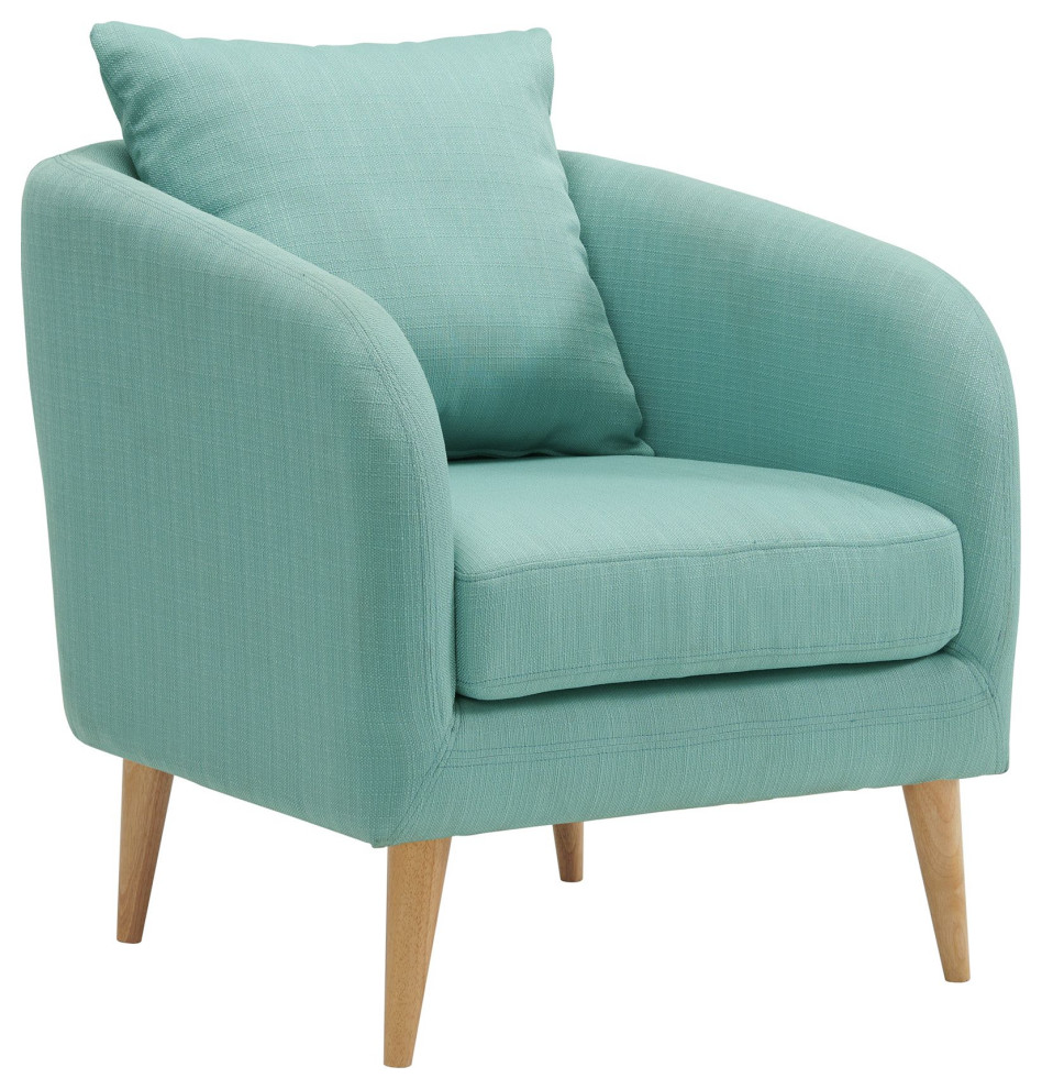 Picket House Zoe Accent Chair With Wooden Legs, Natural Midcentury