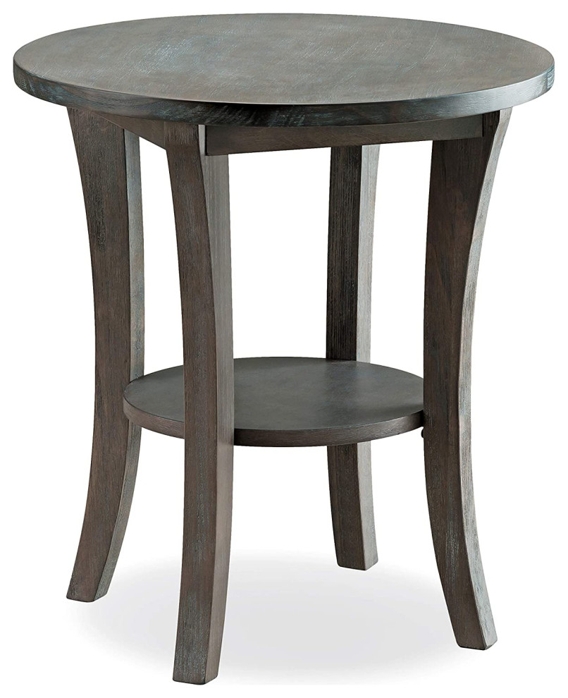Modern Round Side Table with Shelf Transitional Coffee Tables by