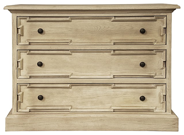 42 Long Chest Dresser 3 Drawer Solid White Oak Wood Vintage Gray
