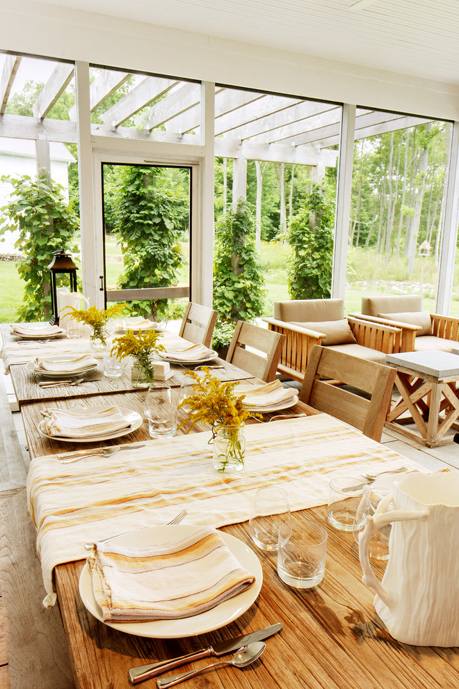 Inspiration for a mid-sized country sunroom in Chicago with slate floors and a glass ceiling.