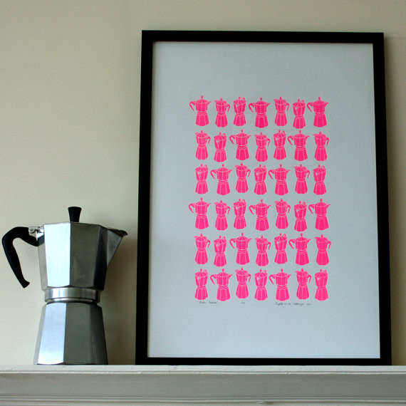Neon Pink Moka Express Print by Mengsel Design