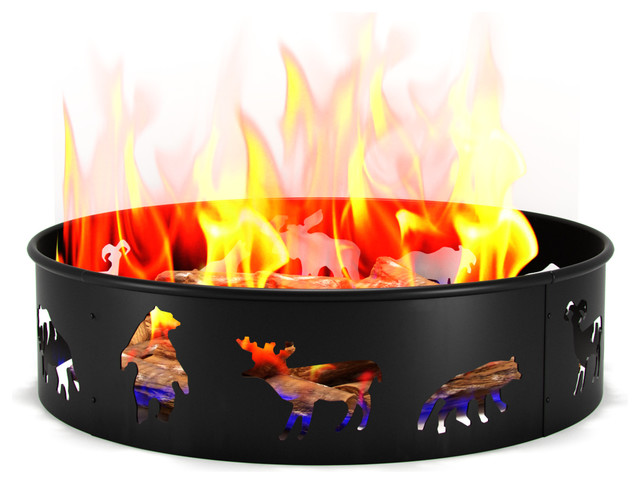 Bear Moose Fox 28 Backyard Light Wood Fire Pit Ring Rustic