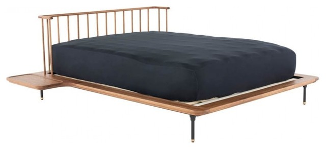 94 3 L Queen Bed Shaker Design Dowel, Iron And Wood Queen Bed