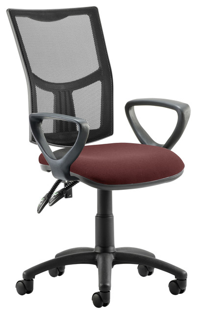 Eclipse Adjustable Mesh-Back Office Chair With Armrests, Maroon