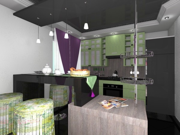 Дизайн-проект трехкомнатной квартиры. Зона кухни