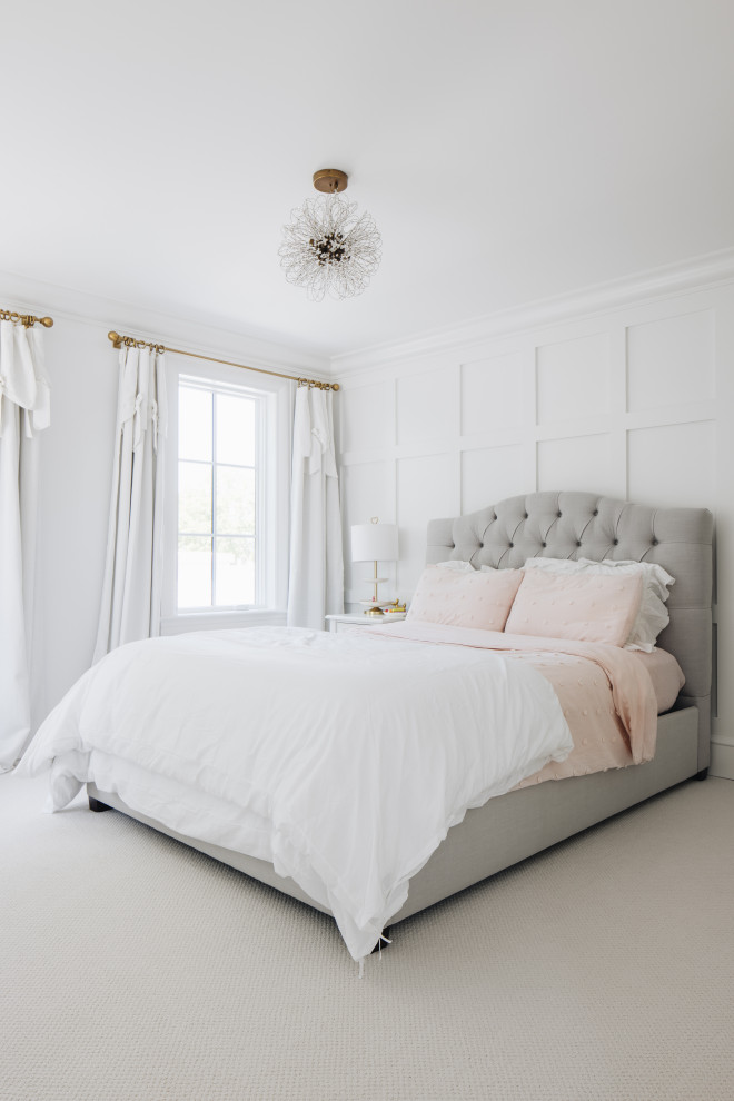 South Coast Farmhouse - Panel molding gives texture to teen bedroom walls.