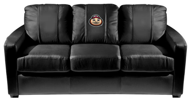 Ohio State University Collegiate Silver Sofa With Buckeyes Brutus Ohio State University Collegiate Silver Sofa With Buckeyes Brutus Head Logo