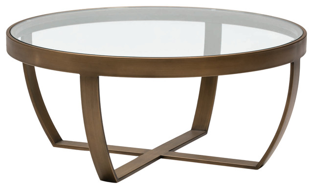 Round Glass Coffee Table With Bronze Frame