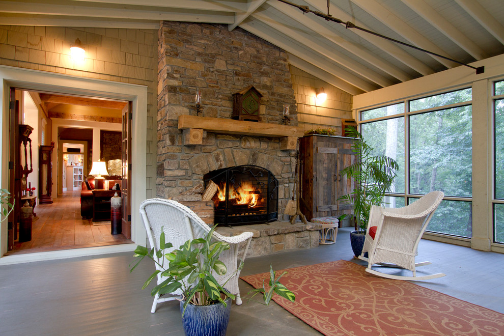 Traditional verandah in Other with a fire feature.