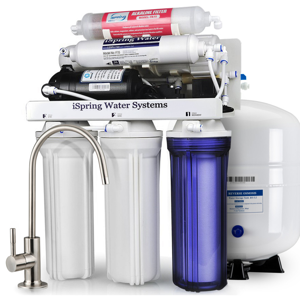 iSpring RO Water Filter System With Booster Pump and Alkaline Filter