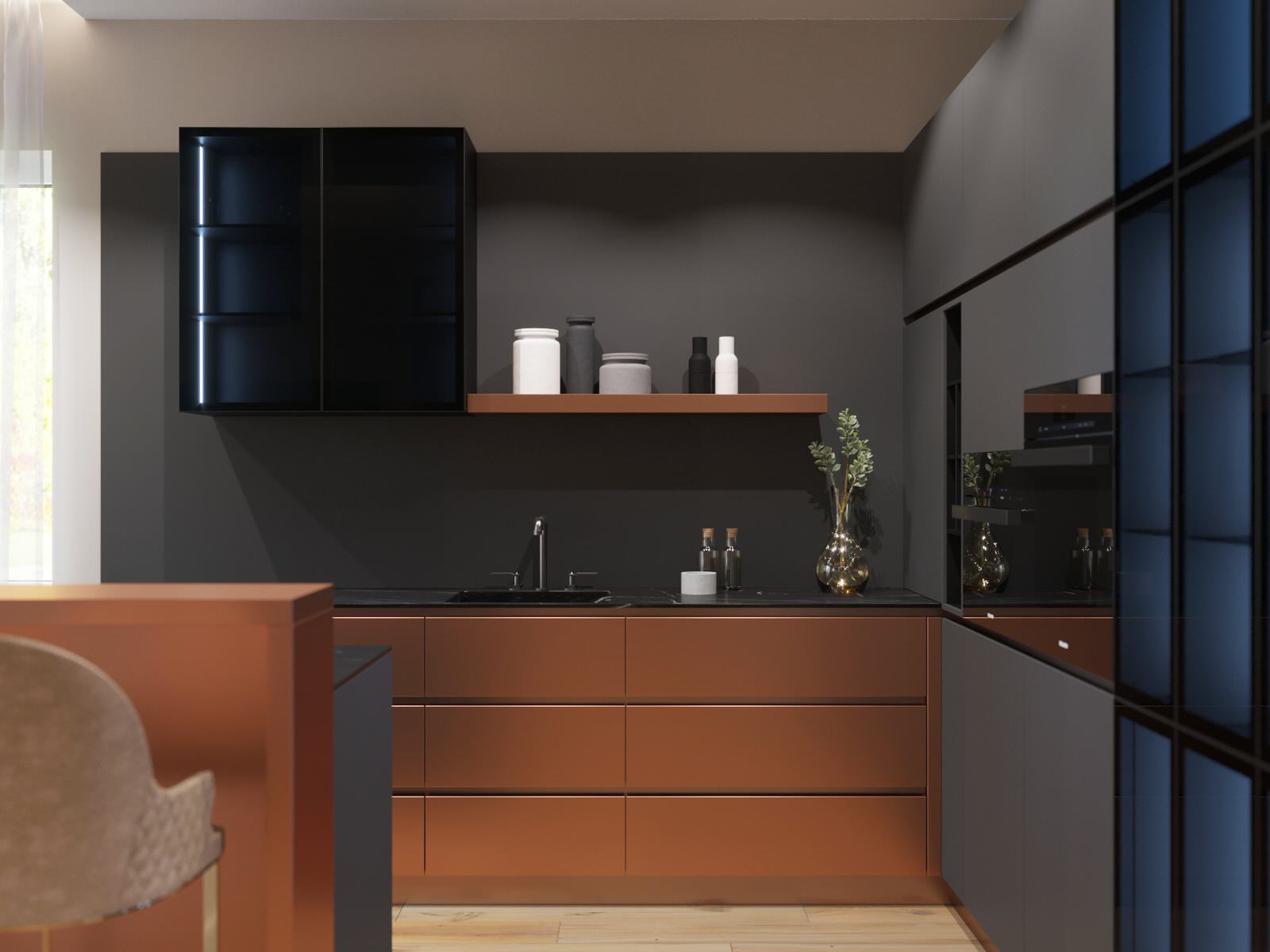 Проектирование кухни с яркими фасадами