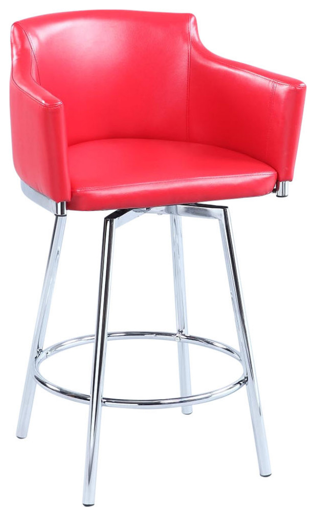 Club Counter Stool With Memory Swivel, Red