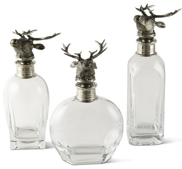 Pewter Elk Glass Liquor Decanters Rustic Decanters by Home In Napa