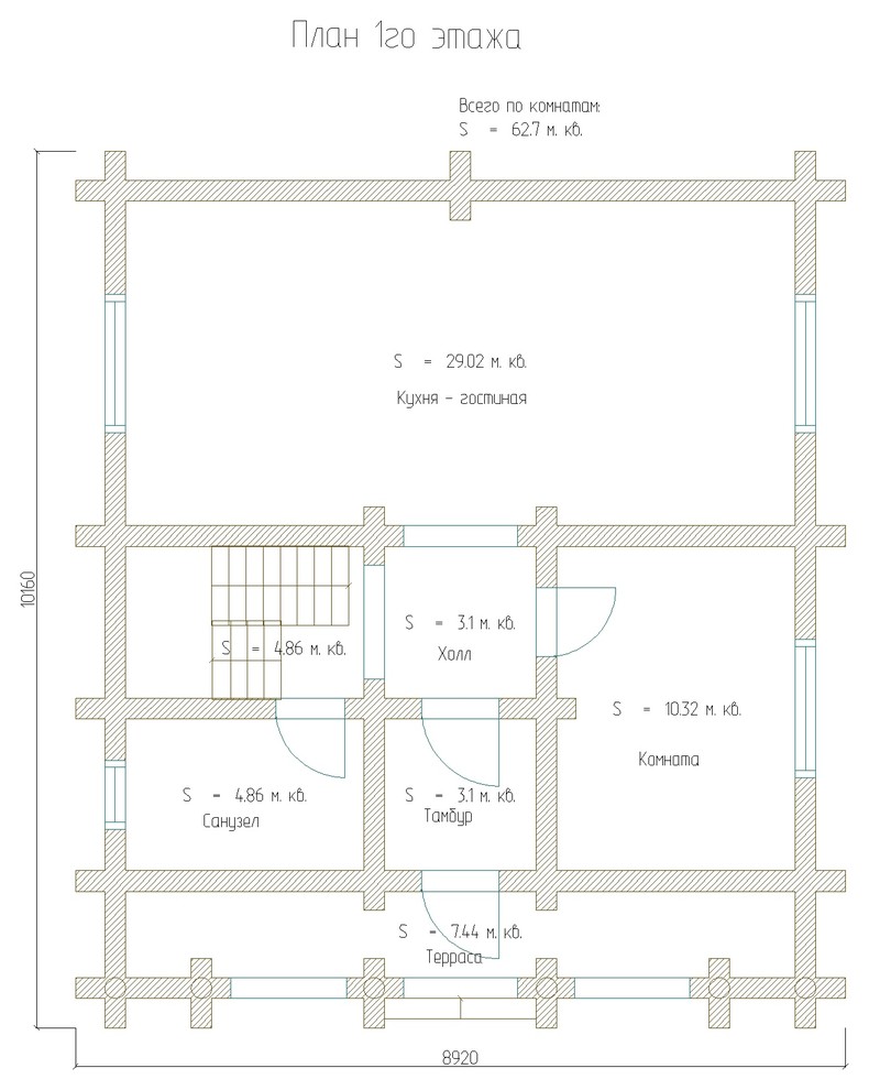 Двухэтажный дом 126м2 из бревна 240мм — проект 386