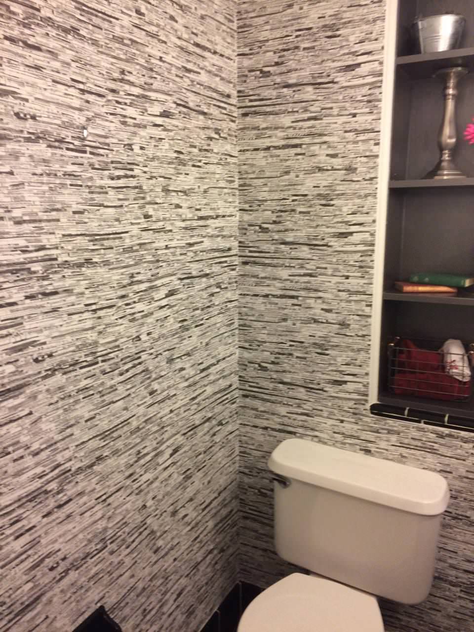 Wallpaper Install: Newsprint in Art Deco Powder Room