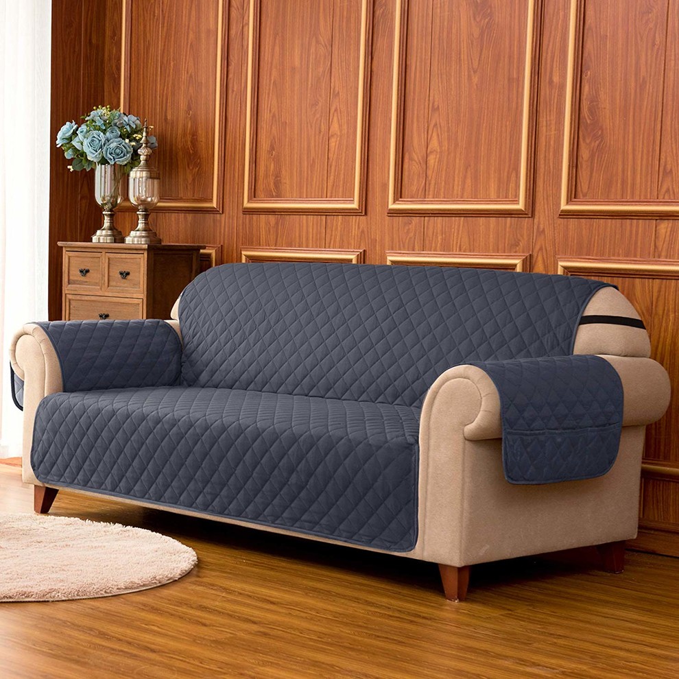 Subrtex Quilted Reversible Sofa Couch Slipcover Contemporary