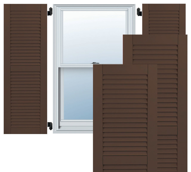 15" x 42" Exterior Composite Wood Louvered Shutters, Black