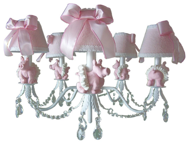 Piggy Princess Chandelier Contemporary Kids Ceiling Lighting Piggy Princess 5 Arms Chandelier Contemporary Kids Ceiling Lighting