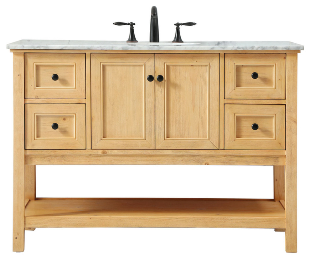48" Single Bathroom Vanity, Natural Wood, Vf27048Nw - Transitional ...