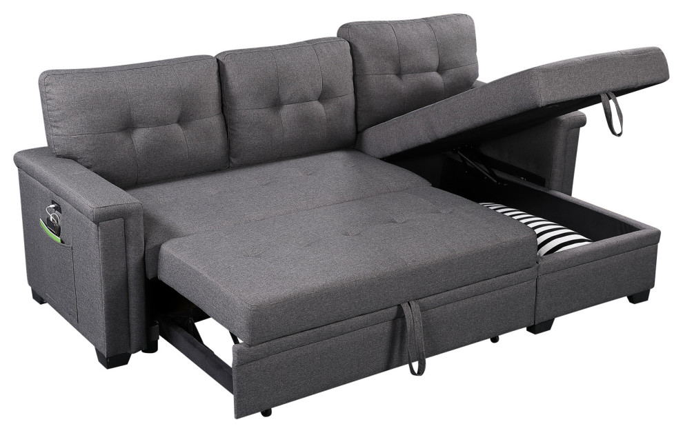 Ashlyn Sleeper Sofa With USB Charger Pocket and Chaise ...