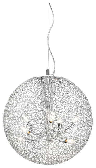 Z-Lite 175-30 Saatchi 32 in.H 8 Light Pendant in Chrome with Chrome Shade