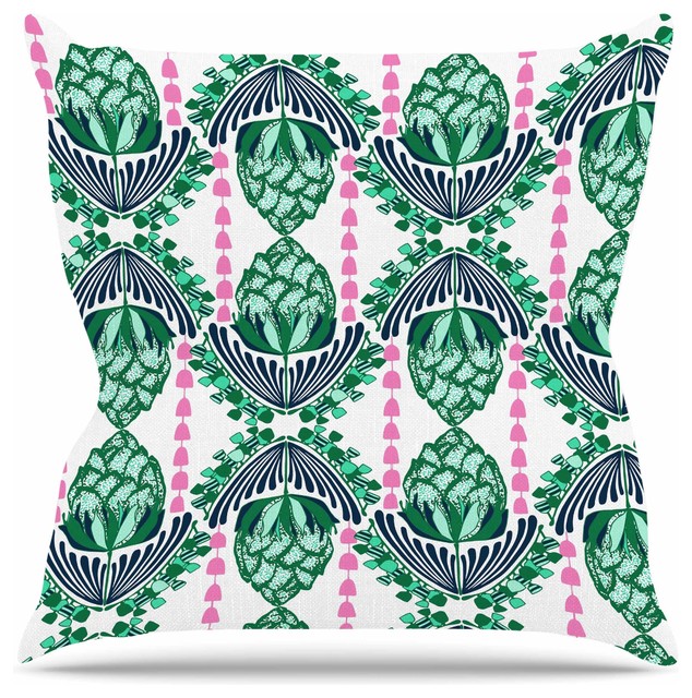 Kess InHouse Amy Reber Rainbow Geometric Blue Green Throw Pillow 18 by 18