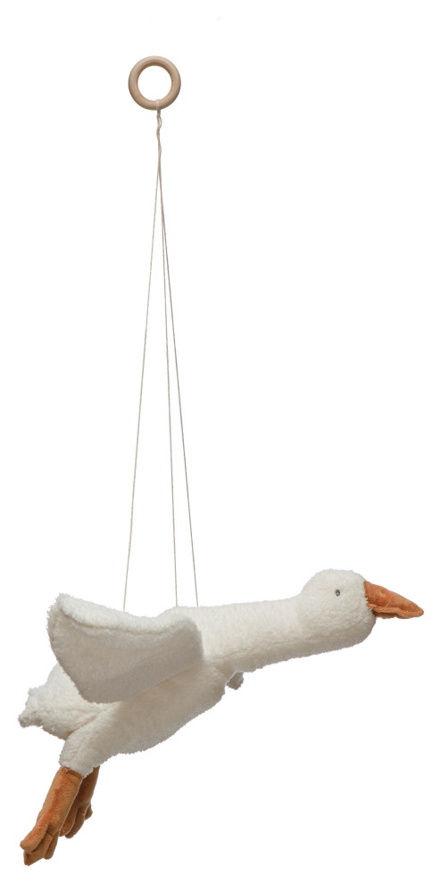 Hanging Plush Goose, White and Brown
