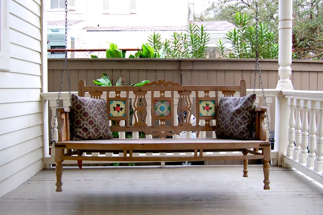 50 Porch Swings To Drive Stress Away, Wooden Front Porch Swing Afternoon