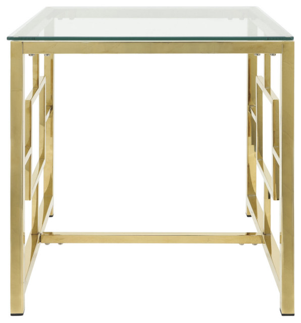 Centre Table DKD Home Decor Glamour Transparent Golden Acrylic Metal 87 x 87 x 50 cm
