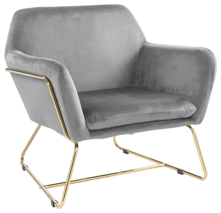Keira Velvet Accent Chair With Metal Base Contemporary Armchairs