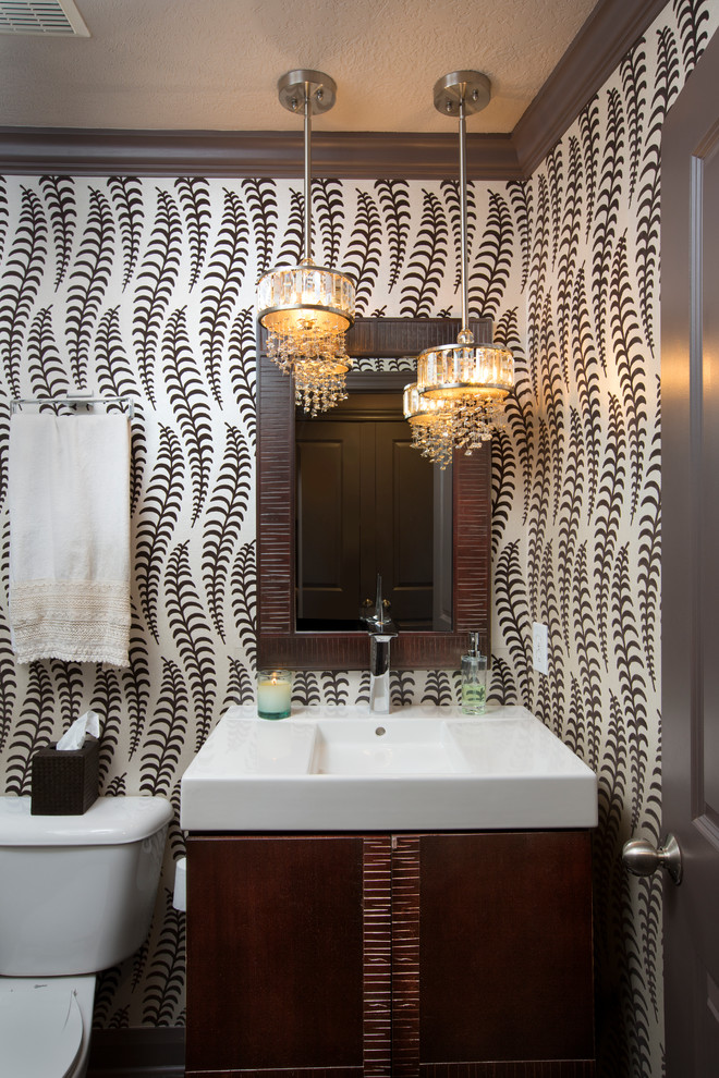 This is an example of a transitional powder room in Columbus.