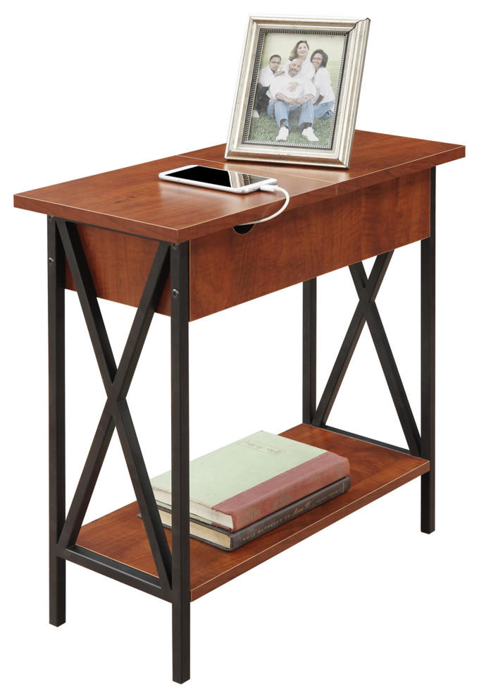 Convenience Concepts Tucson Flip Top End Table With Charging Station R4