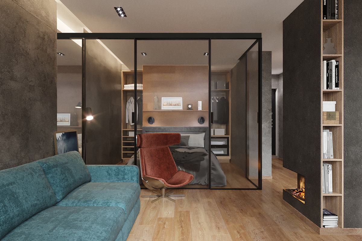 Студия лофт для молодого человека 55 кв.м.