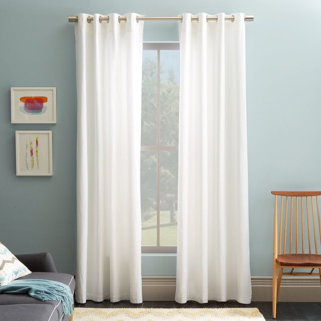 Cotton Canvas Grommet Curtain, White