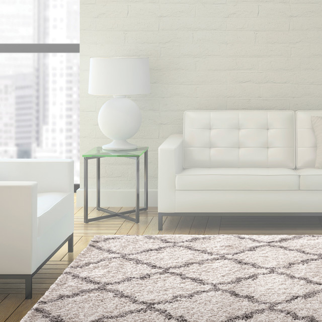 Drexel Heritage Manhattan Collection Ivory With Gray Trellis 63x89