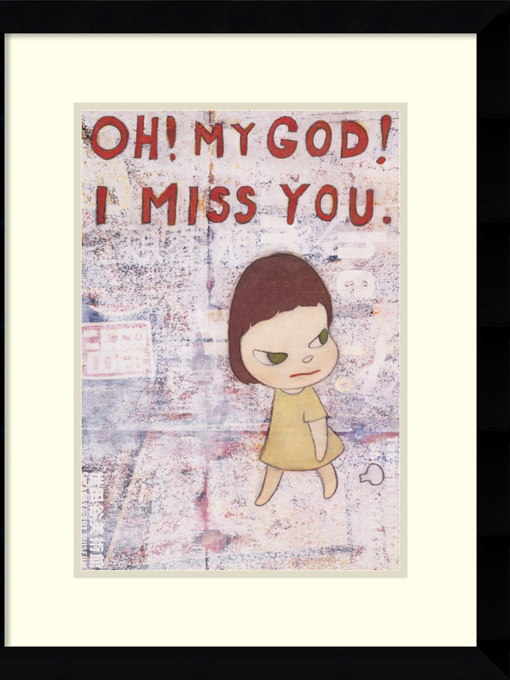 Yoshitomo Nara 'Oh! my god! i miss you!, 2001' Framed Art Print 13"x17"
