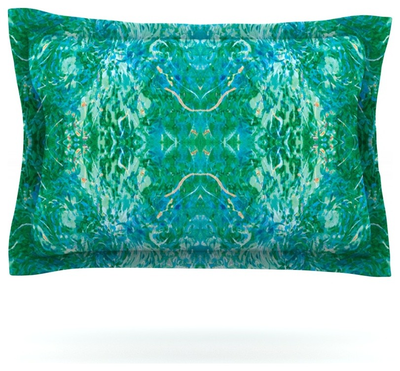 Nikposium "Eden" Teal Green Pillow Sham, 30"x20"